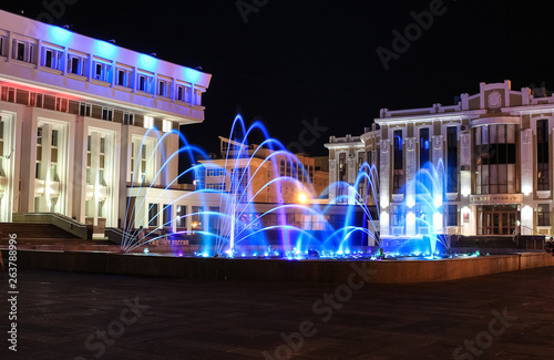 Color, musical fountain on a city street