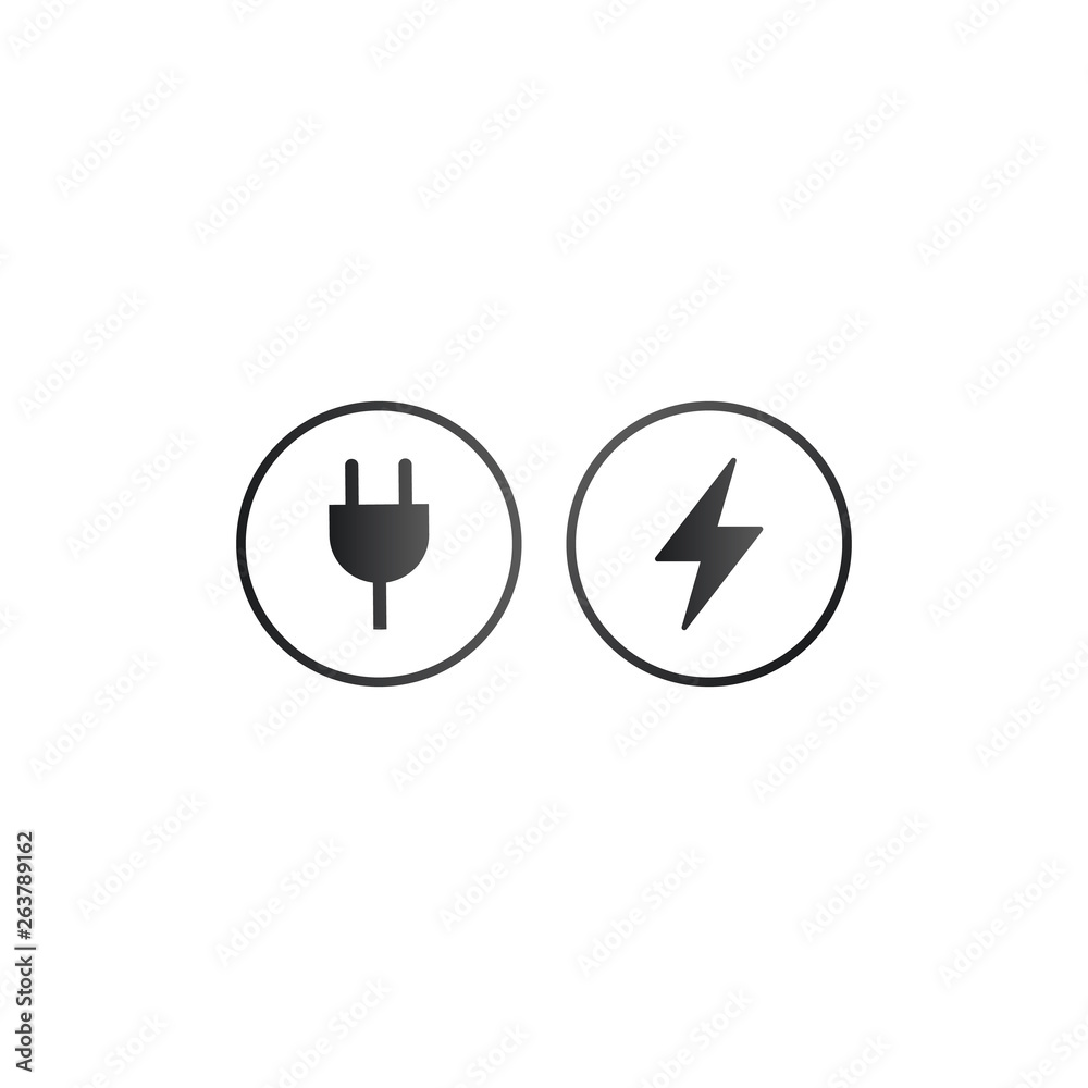 charger wall plug and lightning charging icon in circle. charger sign for web and app.vector illustration isolated on white background. charger wall plug and lightning charging icon in circle. charger sign for web and app.vector illustration isolated on white background.