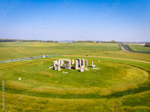 Aerial view of Stonehenge in summer, England photo
