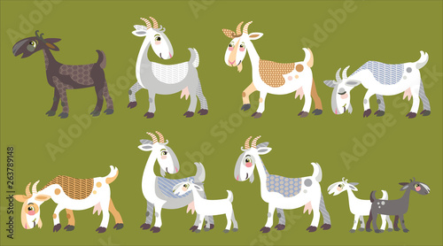 Vector set of goats