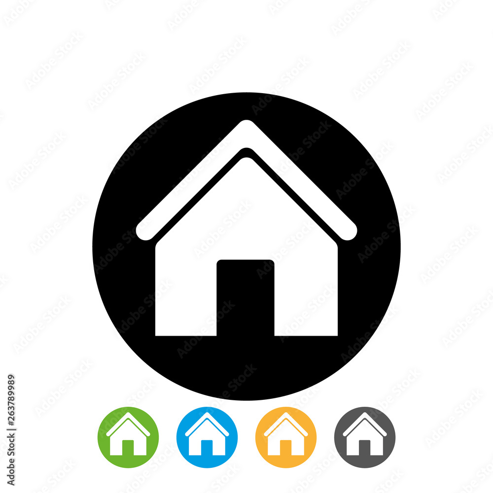 white home icon in black circle for we site design on white background. home icon in circle vector eps10. white home icon in black circle for we site design on white background. home icon in circle vector eps10.