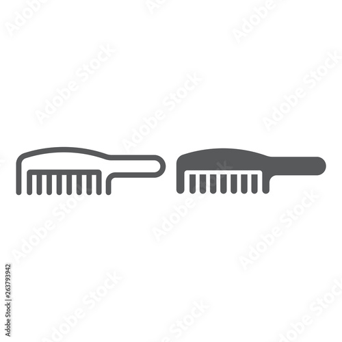 Comb line and glyph icon, barber and beauty, hairbrush sign, vector graphics, a linear pattern on a white background.