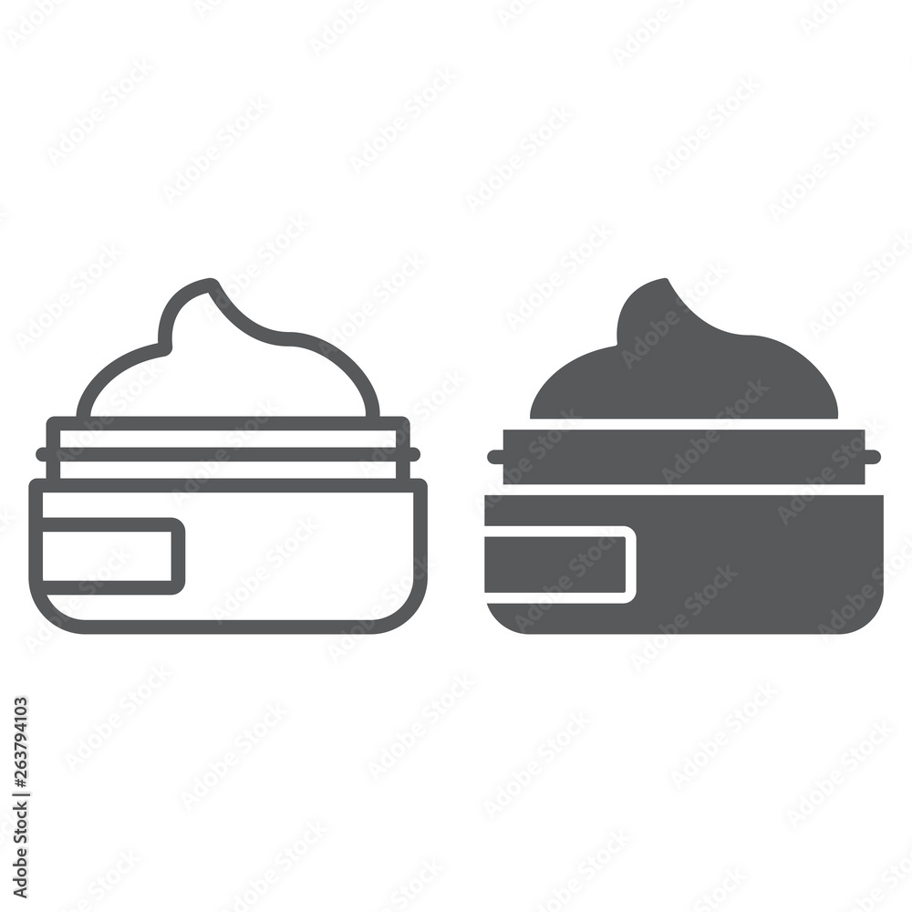 Beauty cream line and glyph icon, makeup and cosmetic, skin cream sign, vector graphics, a linear pattern on a white background. Beauty cream line and glyph icon, makeup and cosmetic, skin cream sign, vector graphics, a linear pattern on a white background.