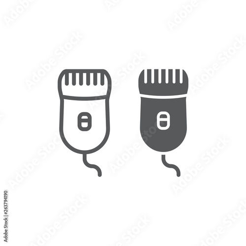 Epilator line and glyph icon, beauty and shave, depilation sign, vector graphics, a linear pattern on a white background.