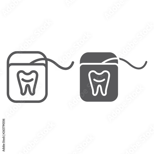 Dental floss line and glyph icon, dentist and dentistry, tooth care sign, vector graphics, a linear pattern on a white background.