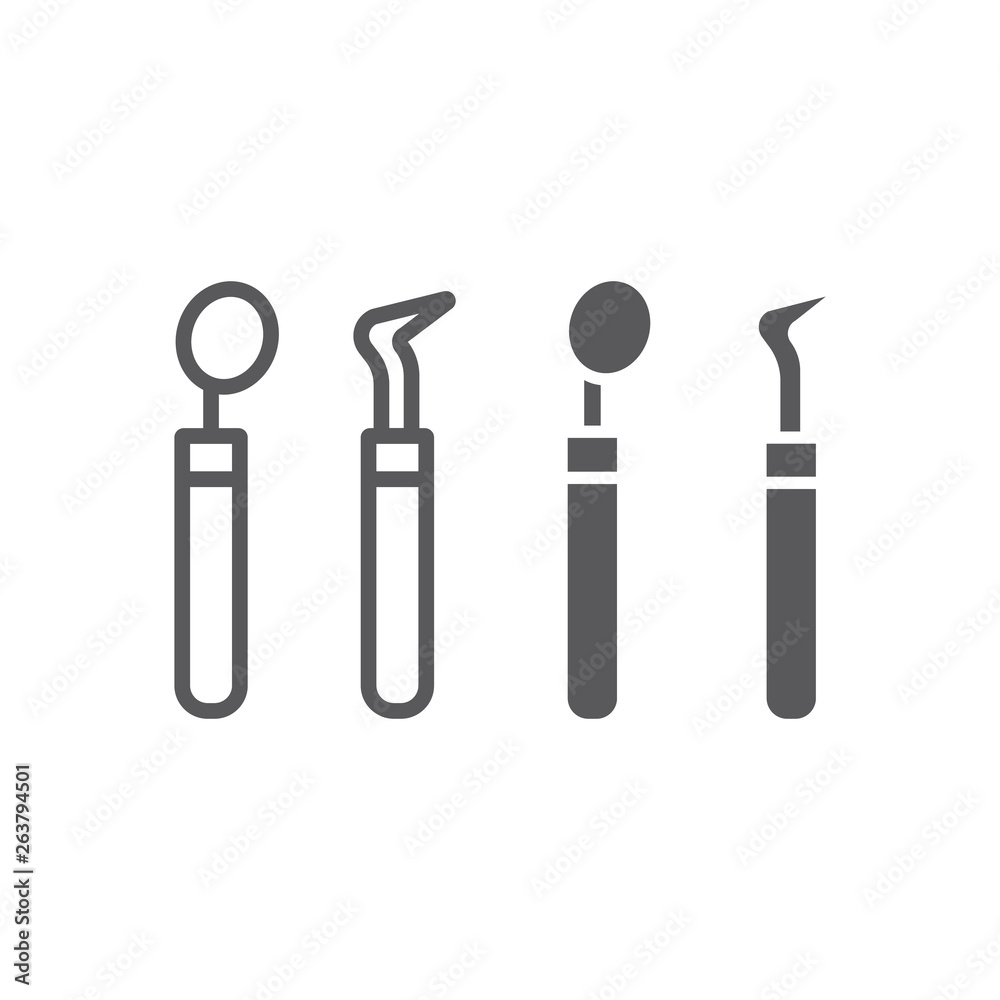 Dental tools line and glyph icon, stomatology and dentist, dentistry equipment sign, vector graphics, a linear pattern on a white background. Dental tools line and glyph icon, stomatology and dentist, dentistry equipment sign, vector graphics, a linear pattern on a white background.