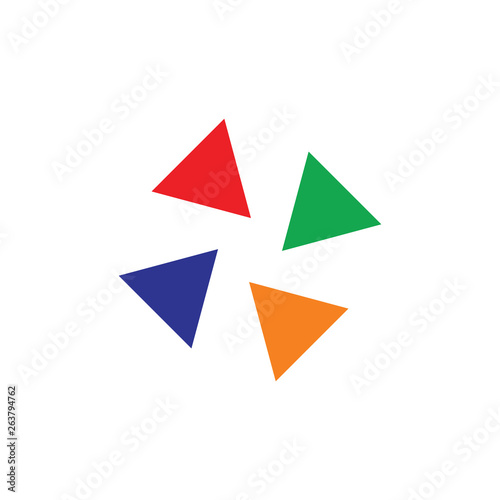 simple triangle rotation colorful paper logo vector