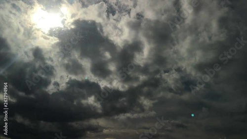 Clouds Running. Movement towards. Parallel flows.