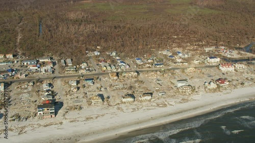 Aerial view hurricane damaged infrastructure Mexico Beach Florida photo