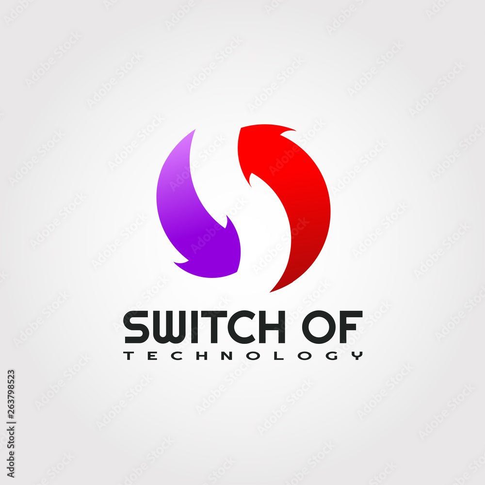 Fototapeta premium Technology logo design, arrow and letter S combination, illustration element