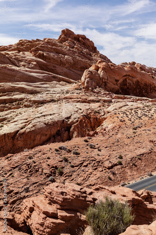 Scenery of rock formation at stone desert at Valley of Fire State Park, USA