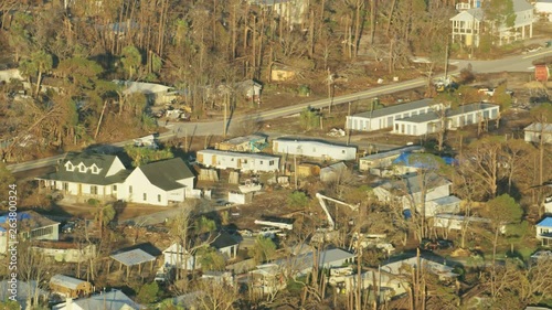 Aerial view hurricane damaged infrastructure utilities Florida USA photo