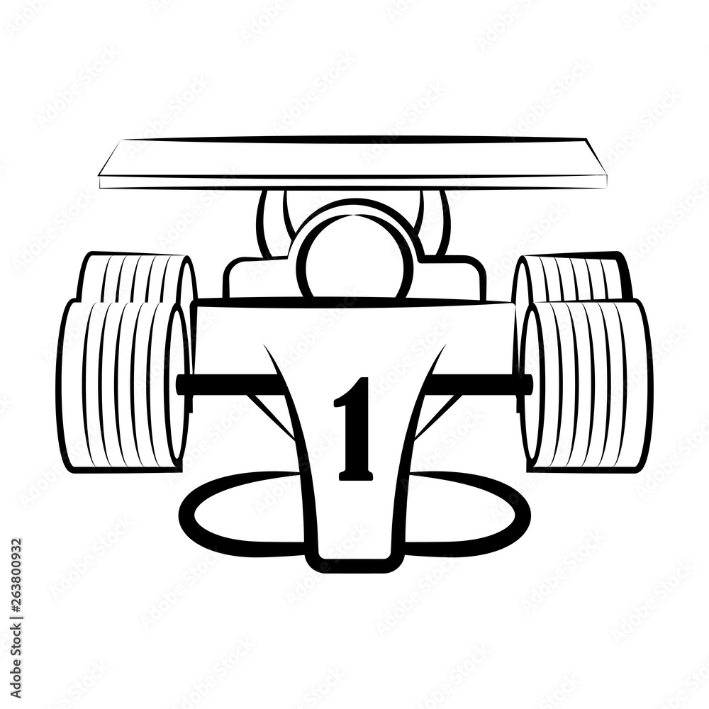 Front view of a racing car sketch. Vector illustration design Front view of a racing car sketch. Vector illustration design