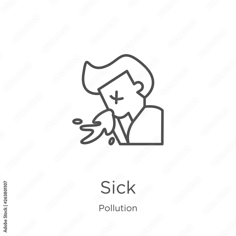 sick icon vector from pollution collection. Thin line sick outline icon ...