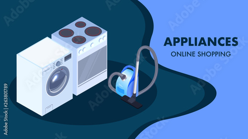Domestic Appliances Shop Isometric Banner Template