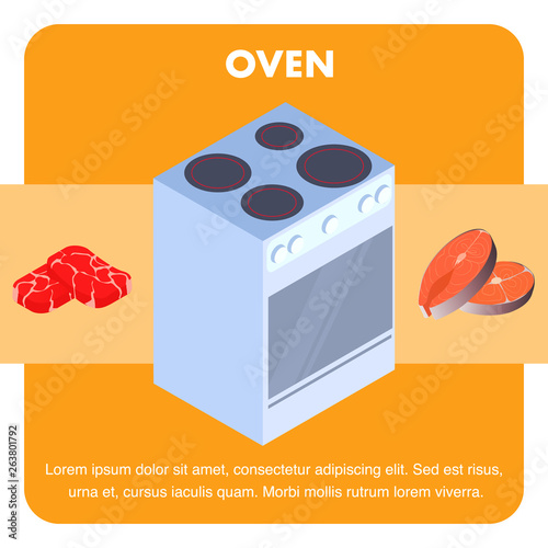 Electric Oven, Cooker Flat Vector Banner Template