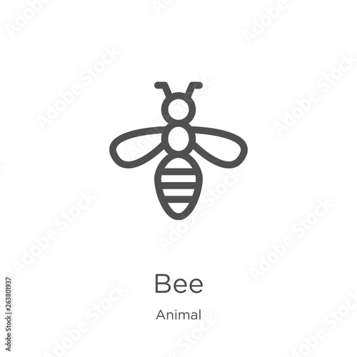 bee icon vector from animal collection. Thin line bee outline icon vector illustration. Outline, thin line bee icon for website design and mobile, app development.