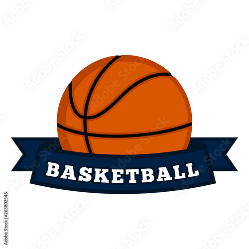 Isolated basketball logo with text. Vector illustration design