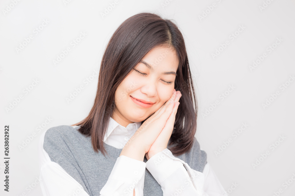 Beautiful asian women sleep hand sign skin beauty Beautiful asian women sleep hand sign skin beauty