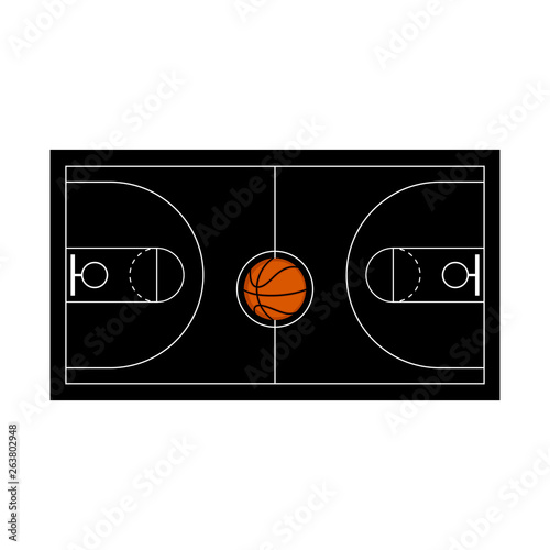 Aerial view of a basketball court. Vector illustration design