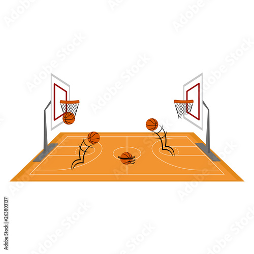 Side view of a basketball court. Vector illustration design