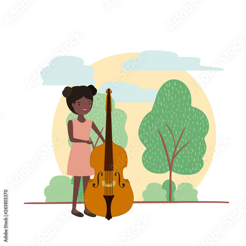 woman with violin in landscape avatar character