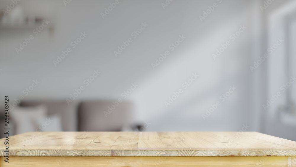 Wood table in living room background Stock Photo | Adobe Stock