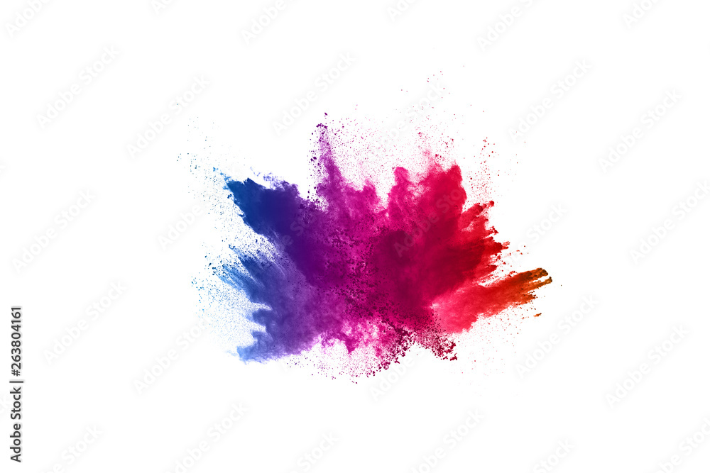 Obraz abstract powder splatted background. Colorful powder explosion on white background.