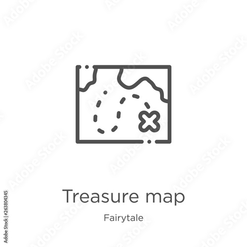 treasure map icon vector from fairytale collection. Thin line treasure map outline icon vector illustration. Outline, thin line treasure map icon for website design and mobile, app development.