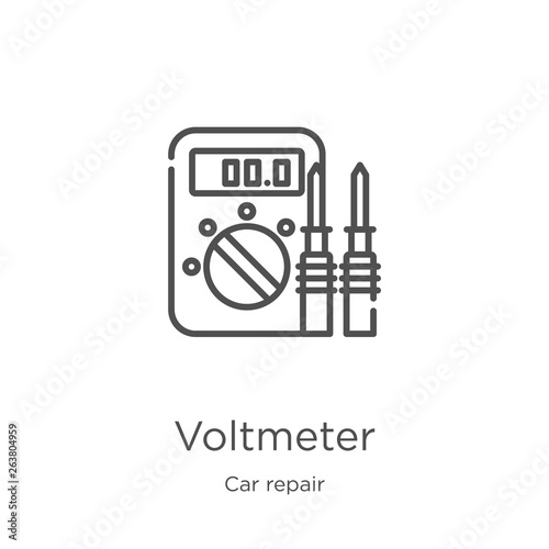 voltmeter icon vector from car repair collection. Thin line voltmeter outline icon vector illustration. Outline, thin line voltmeter icon for website design and mobile, app development.