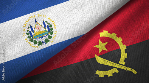 El Salvador and Angola two flags textile cloth, fabric texture