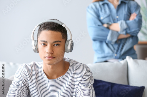 Sad African-American teenag...