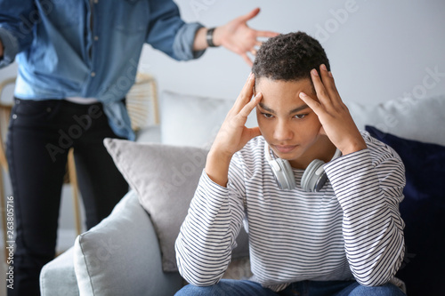 Sad African-American teenag...