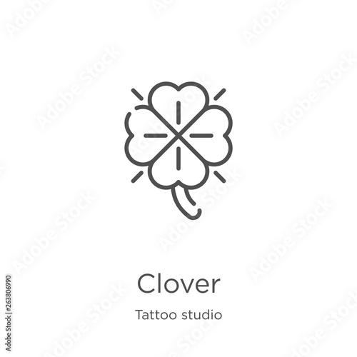 clover icon vector from tattoo studio collection. Thin line clover outline icon vector illustration. Outline, thin line clover icon for website design and mobile, app development.