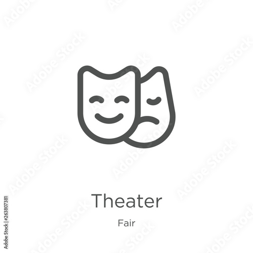 theater icon vector from fair collection. Thin line theater outline icon vector illustration. Outline, thin line theater icon for website design and mobile, app development.