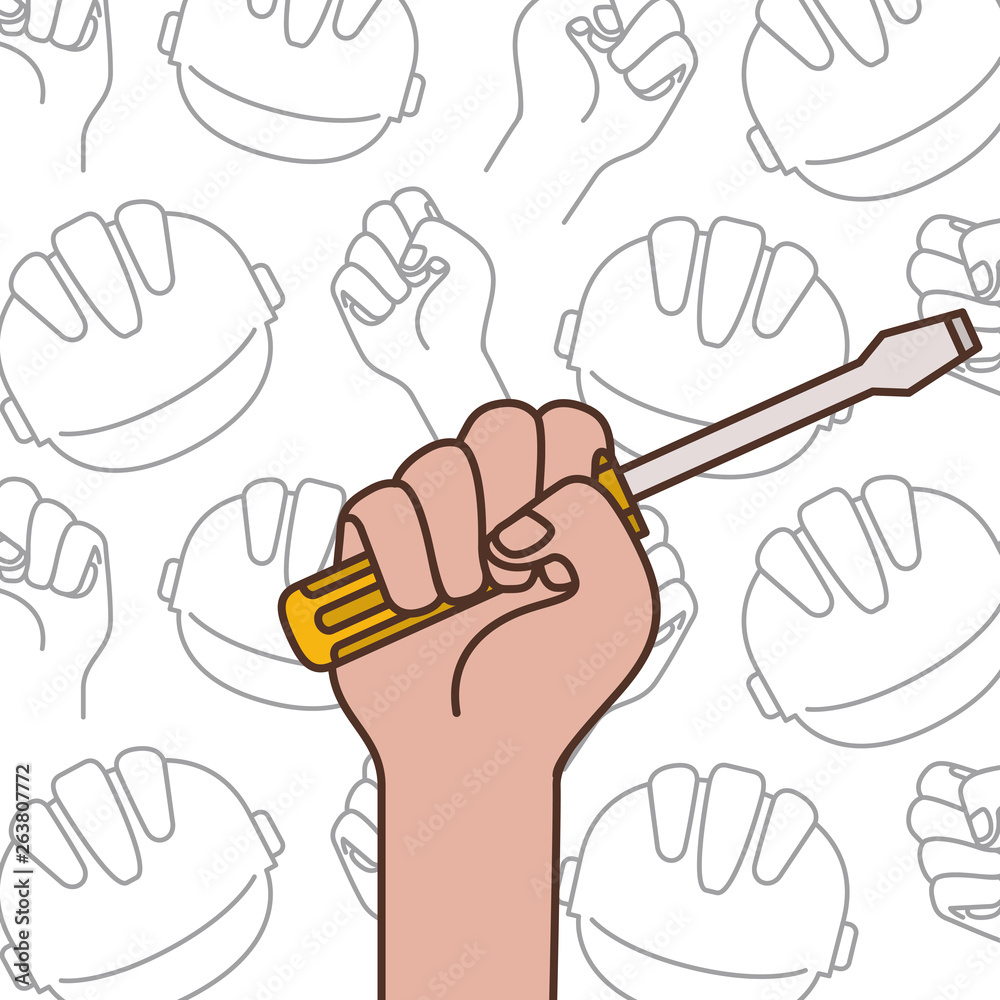 hand with screwdriver tool isolated icon
