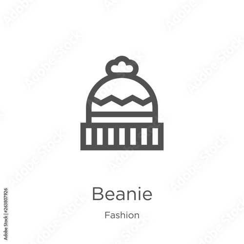 beanie icon vector from fashion collection. Thin line beanie outline icon vector illustration. Outline, thin line beanie icon for website design and mobile, app development.