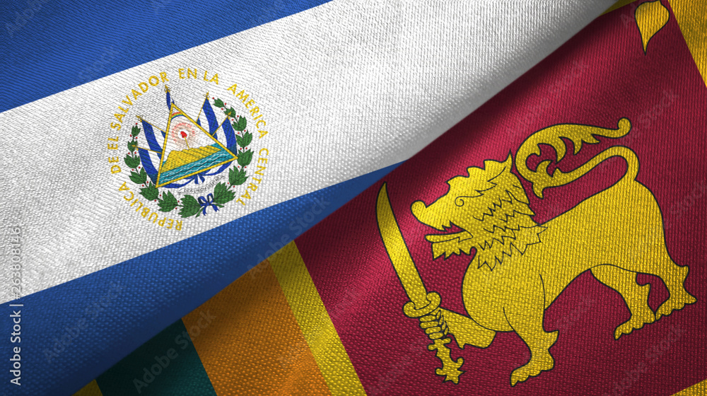 El Salvador and Sri Lanka two flags textile cloth, fabric texture El Salvador and Sri Lanka two flags textile cloth, fabric texture