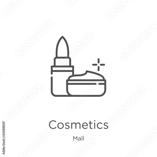 cosmetics icon vector from mall collection. Thin line cosmetics outline icon vector illustration. Outline, thin line cosmetics icon for website design and mobile, app development.