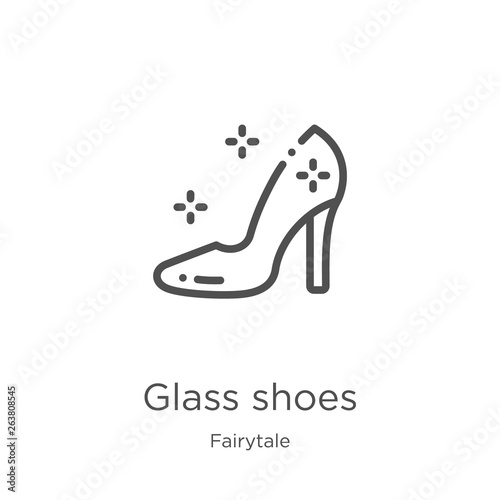 glass shoes icon vector from fairytale collection. Thin line glass shoes outline icon vector illustration. Outline, thin line glass shoes icon for website design and mobile, app development.