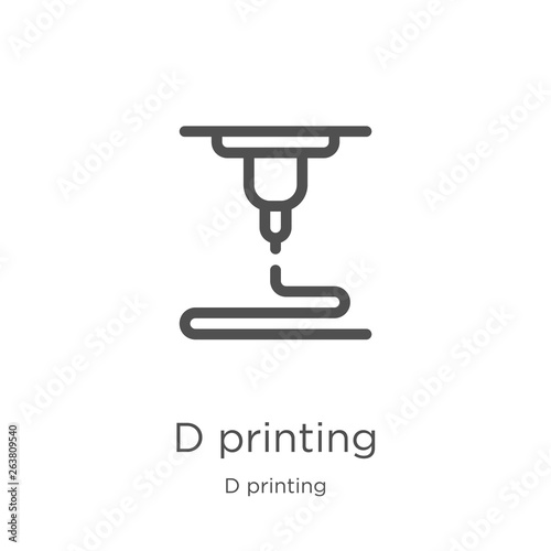d printing icon vector from d printing collection. Thin line d printing outline icon vector illustration. Outline, thin line d printing icon for website design and mobile, app development.