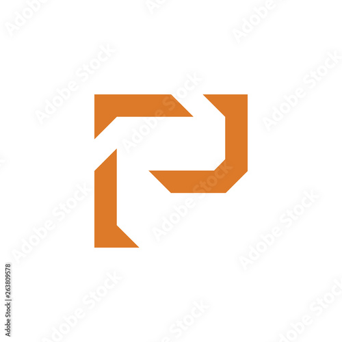 letter p simple geometric line logo vector