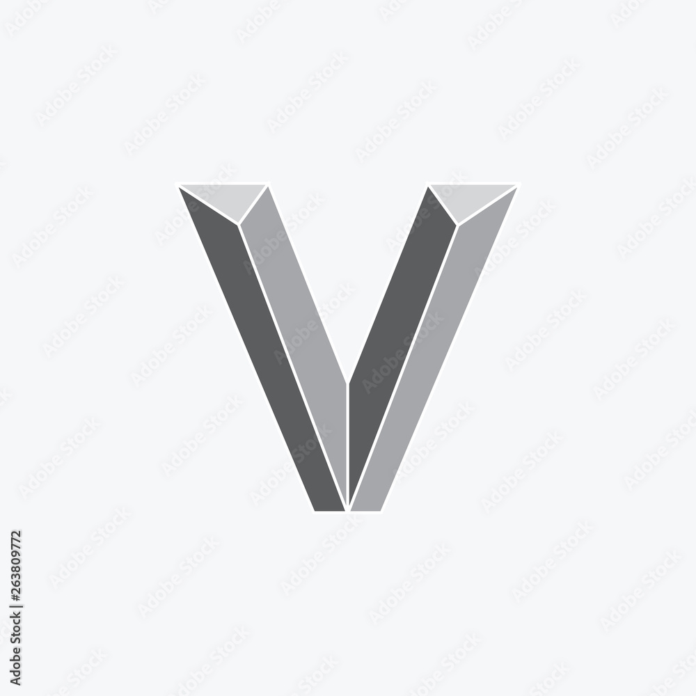 letter v simple 3d gradient logo vector letter v simple 3d gradient logo vector