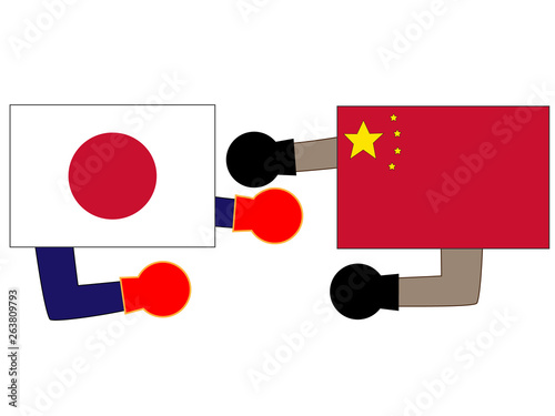 国と国との外交。日本と中国の関係を表している。