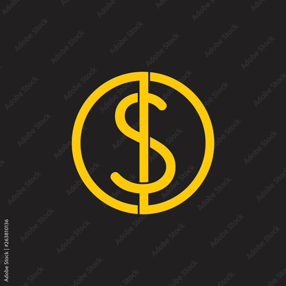 circle money dollar overlapping line logo decor vector circle money dollar overlapping line logo decor vector