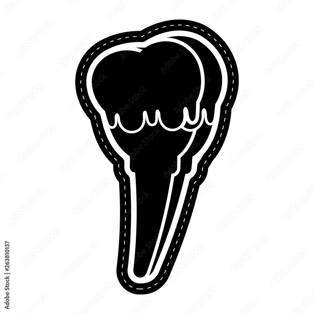 Ice cream cone icon dotted sitcker. Vector illustration design Ice cream cone icon dotted sitcker. Vector illustration design