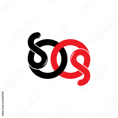 abstract letter sp simple loop curves line logo vector