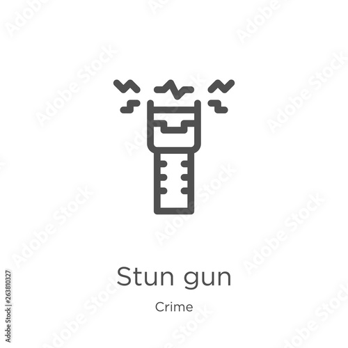 stun gun icon vector from crime collection. Thin line stun gun outline icon vector illustration. Outline, thin line stun gun icon for website design and mobile, app development.