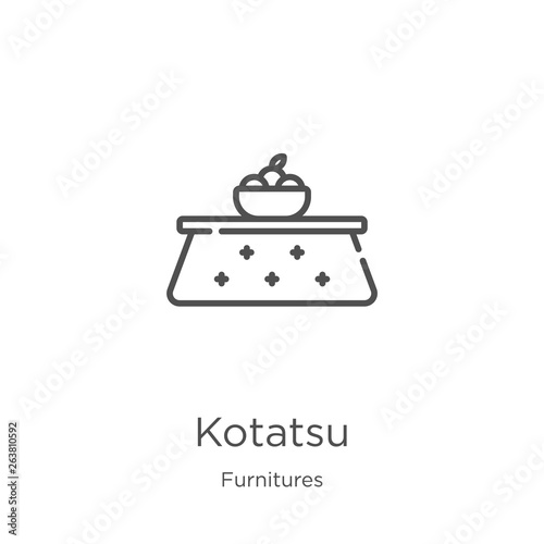 kotatsu icon vector from furnitures collection. Thin line kotatsu outline icon vector illustration. Outline, thin line kotatsu icon for website design and mobile, app development.