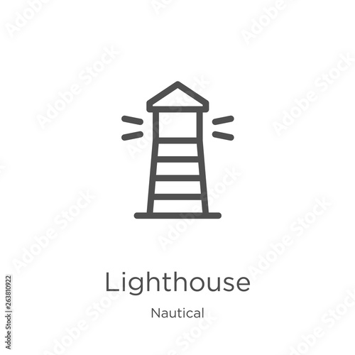 lighthouse icon vector from nautical collection. Thin line lighthouse outline icon vector illustration. Outline, thin line lighthouse icon for website design and mobile, app development.
